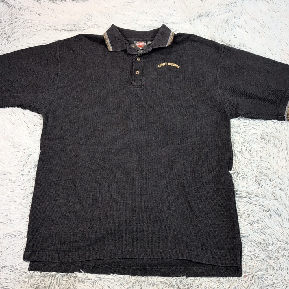 Harley Davidson Shirt Mens XL Black Polo Eau‎ Claire Wisconsin Motorcycle